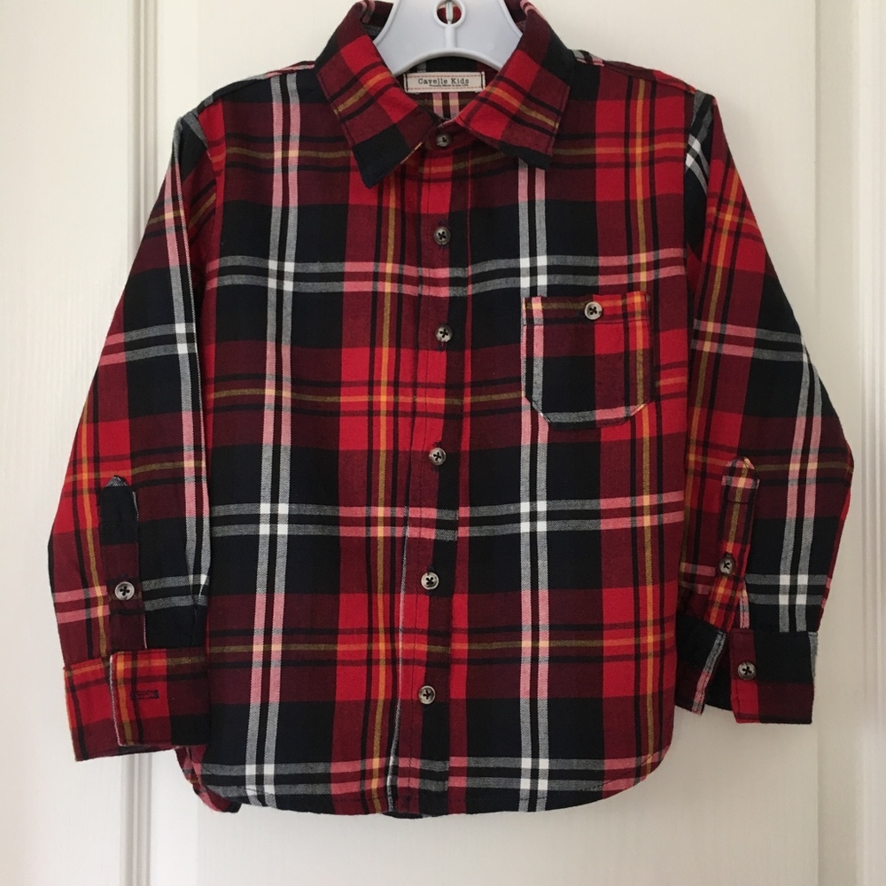 Cavelli Kids boys red plaid dress shirt